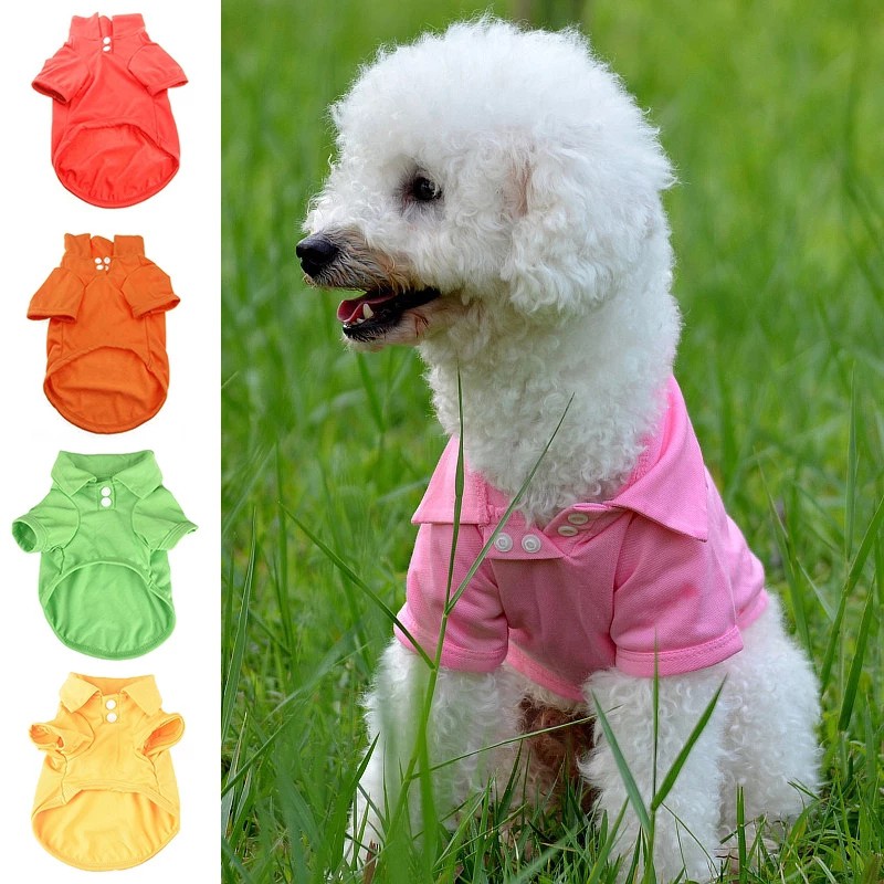 Baju Anjing / Kucing Lengan Pendek Warna Permen Polos