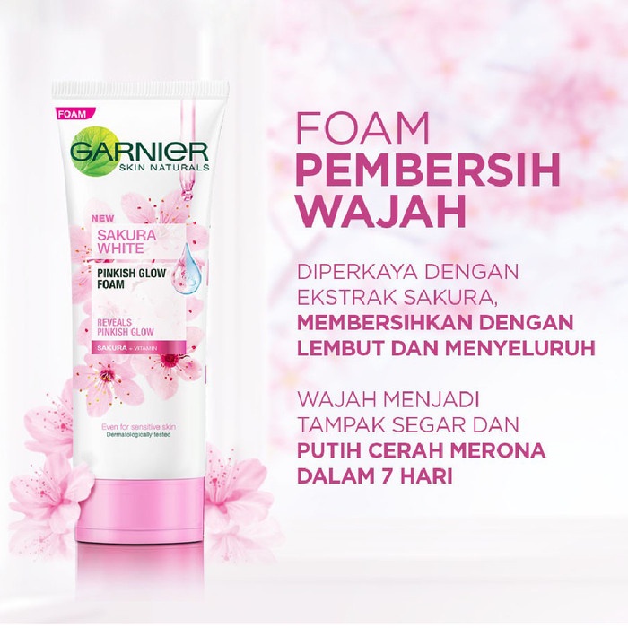 Garnier Sakura Glow Glowing - Light Complete  Face Wash / Facial Foam/ Pembersih Wajah - 50 ml/100 ml