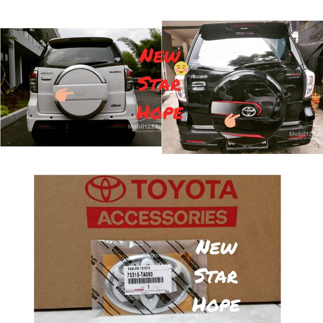 Emblem Logo TOYOTA Belakang Ban Serep Toyota RUSH Original