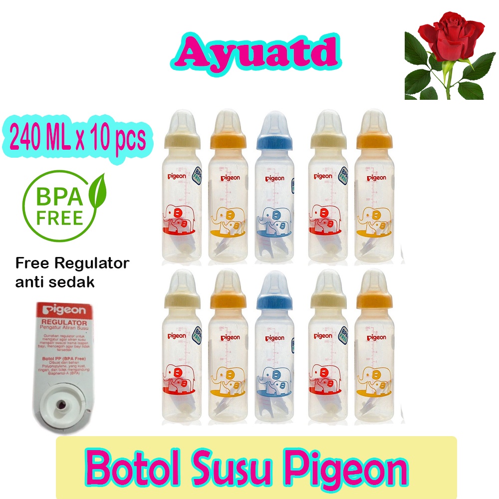 Botol Susu Bayi Pigeon 240 Ml BPA Free 1 Paket Isi 10 Botol