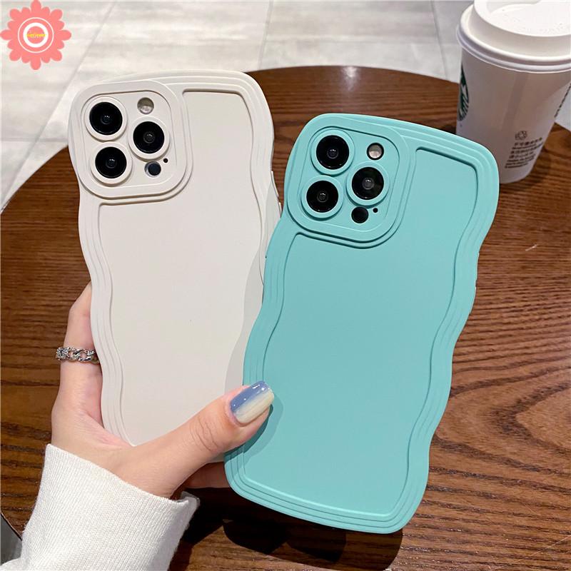 Casing iPhone 11 XR 7 8 Plus 12 13 Pro MAX X XS MAX 7 Plus 8 Plus Shockproof Aksen Gelombang Warna Permen