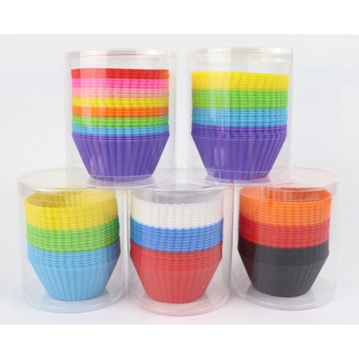 Cupcake Reusable Silicone Cups Cetakan Muffin Cup cake Puding Bulat BPA Free