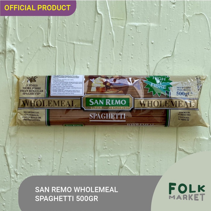 

SAN REMO Wholemeal Spaghetti 500gr - Sanremo Spageti Whole Meal 500 gr