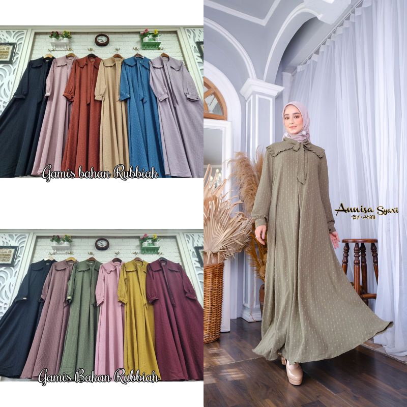 Gamis Annisa Syari bahan rubiah crinkle