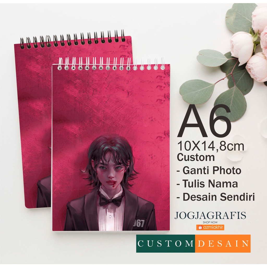 

Notebook Buku Tulis Spiral A6 Custom Desain isi HVS Desain Garis 50 Lbr