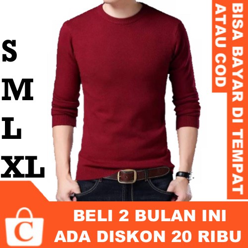 [ BISA COD ] S M L XL - Kaos Pria Leher V Neck Panjang Dada Garis MERAH MAROON HATI BATA DARAH HIJAU