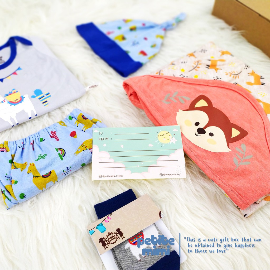 Petite Mimi Baby Hampers - Gift Box kado Parcel Bayi  - Jumper Baju Selimut Topi -SNI-4