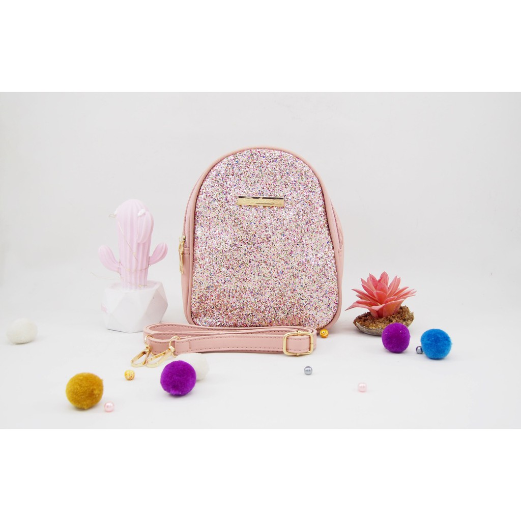 #A103 Tas selempang wanita sling bag perempuan bentuk oval glitter IMPORT