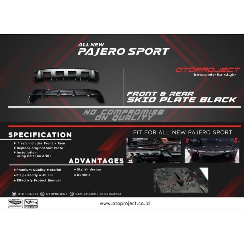 Skid Plate Depan All New Pajero Hitam