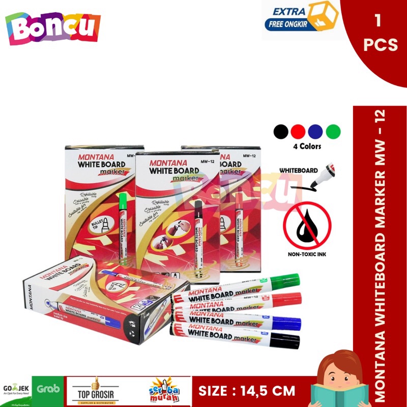 

Spidol Montana Papan Tulis / Spidol Whiteboard Bisa Dihapus alat tulis murah MW-12 [ 1 PCS ]