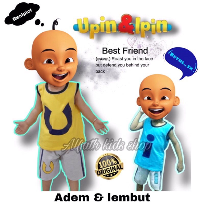 Setelan Baju Kaos Singlet Upin Ipin Anak Umur 1 - 10 Tahun Atasan Pakaian Anak Murah