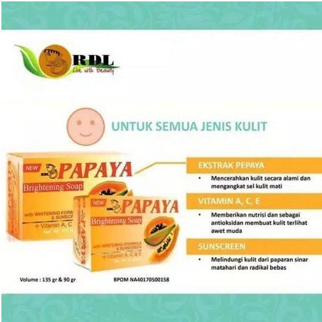 ✨SHASYA✨SABUN RDL PAPAYA 135 gr | BRIGHTENING SOAP PAPAYA SABUN RDL PAPAYA ORI 135 GR