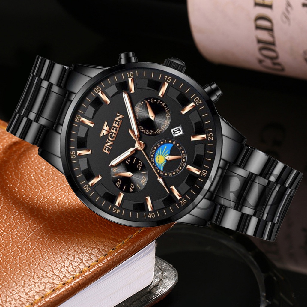 COD✅ Jam Tangan Pria Bisnis New Model Terbaru Cross-Border Quartz Analog Stainless Steel Band Luminous Display Nyala Tempat Gelap HOT Kalender Date Kuarsa Watch Waterproof Anti Air Kaca Hardlex Glass Tebal Anti Gores Fashion Trendi - JF2