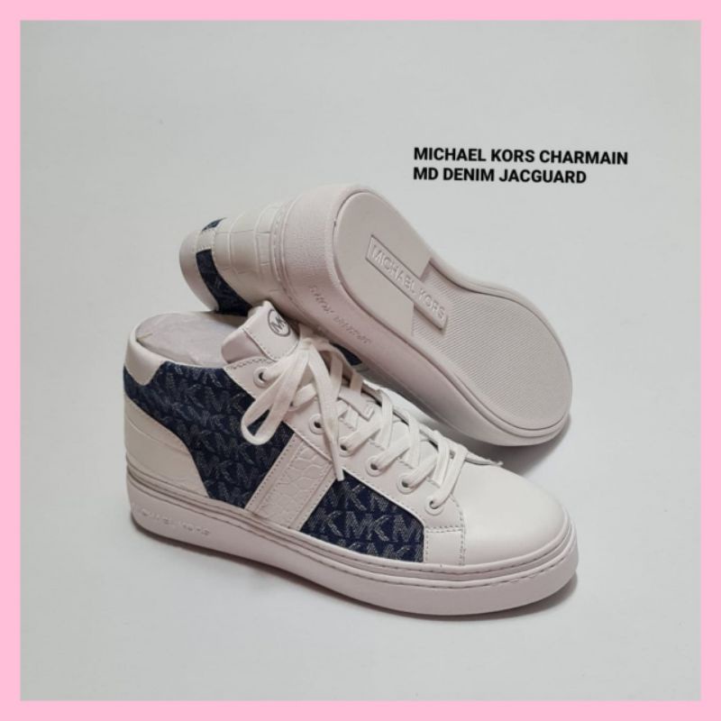 Jual Sepatu Wanita Michael Kors MK CHARMAIN MD Sneakers Color DENIM JACGUARD. Branded Original