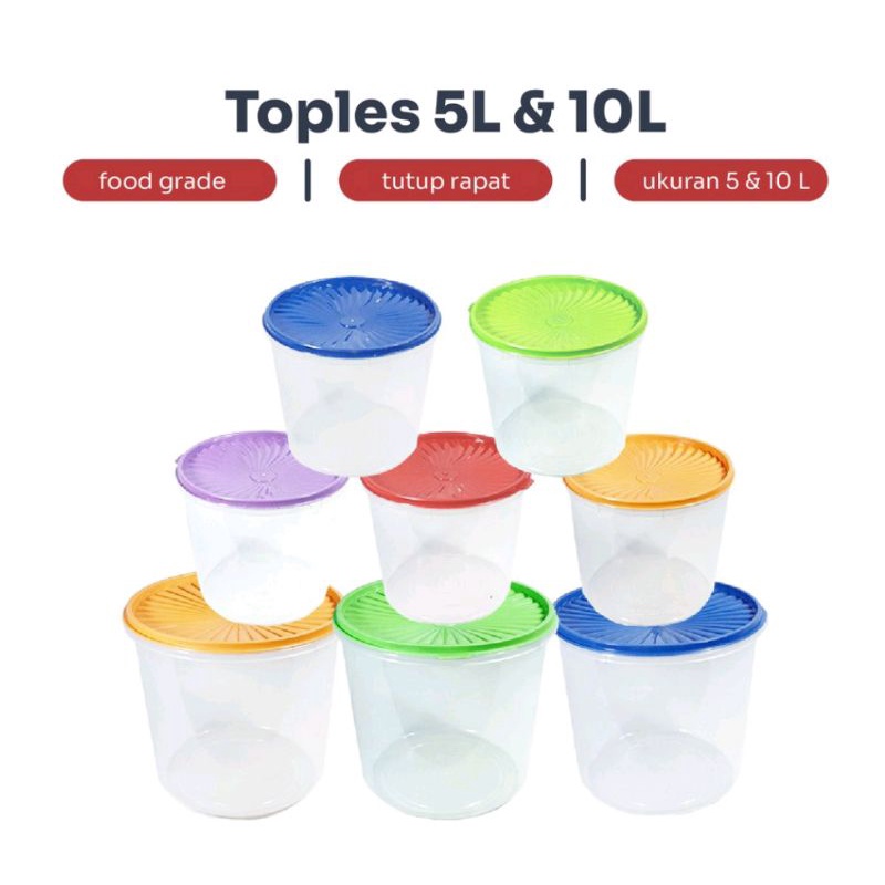 Toples plastik/toples peyek/toples kue 5L/10L/1KG