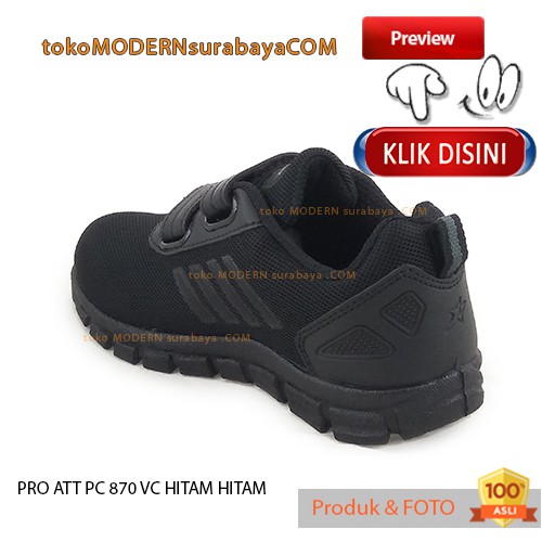 PRO ATT PC 870 VC HITAM HITAM sepatu anak casual sneakers velcro