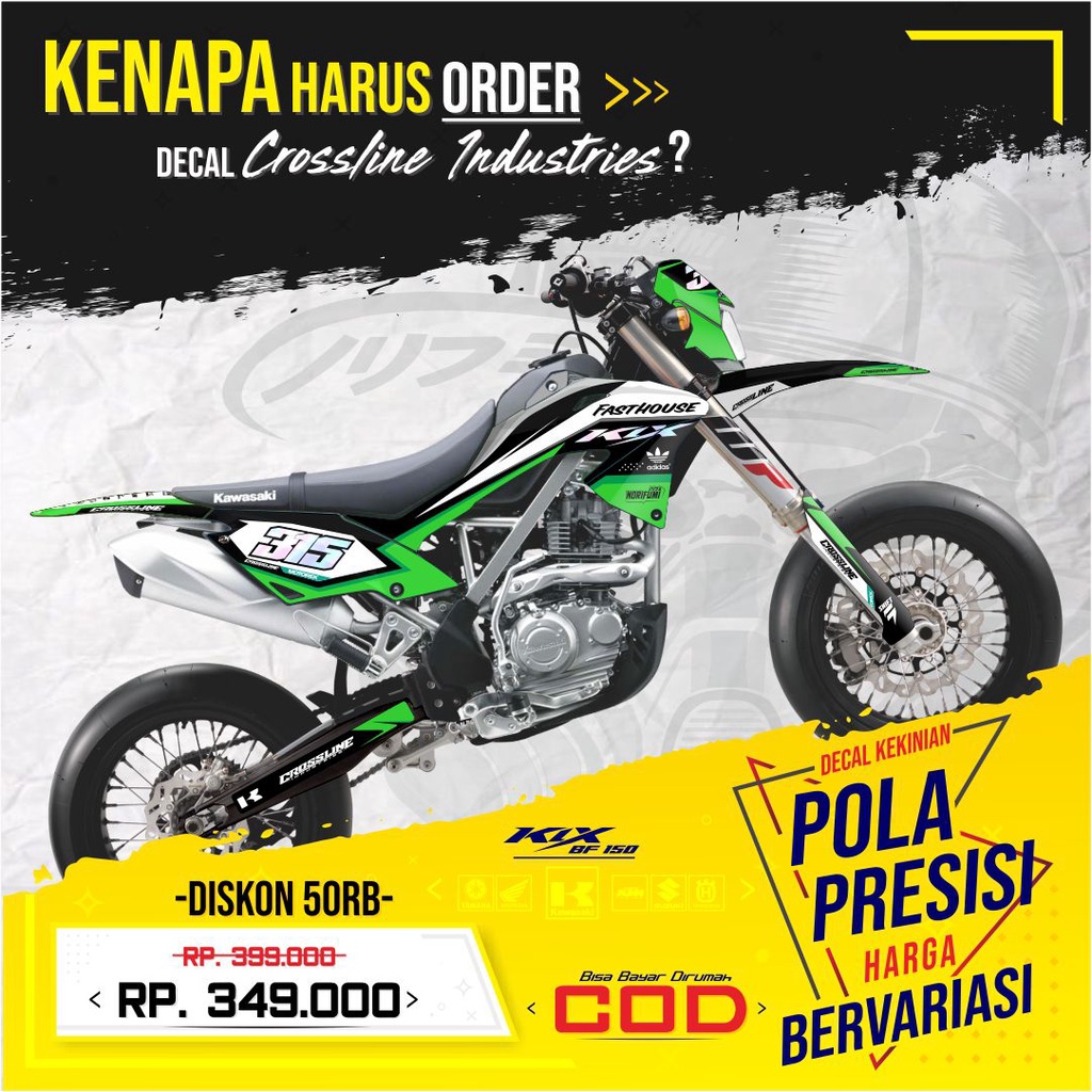 Decal KLX BF Sticker KLX BF 150L Hijau hitam Murah dan Terlengkap