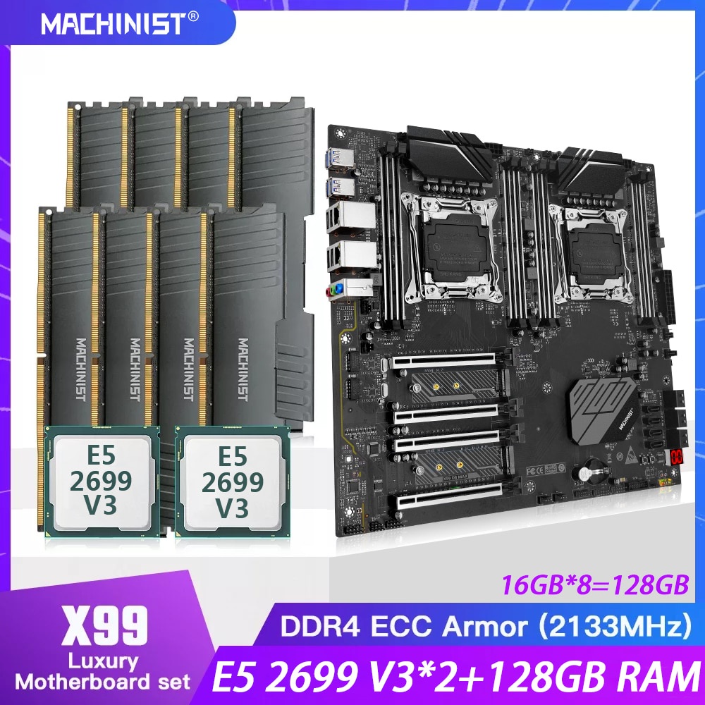 PREORDER MACHINIST X99-D8-MAX Motherboard LGA 2011-3 Dual CPU Kit Set Xeon E5 2699 V3x2 Processor 12
