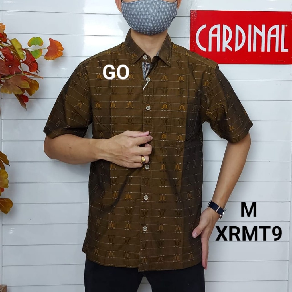 gof M CARDINAL KEMEJA CASUAL Pakaian Atasan Pria Kemeja Reguler Hem Casual Santai Lengan Pendek