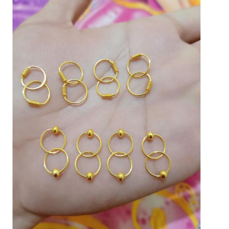 [PH120] ANTING BAYI BULAT PERAK 925 LAPIS MAS 24K [ek -204]