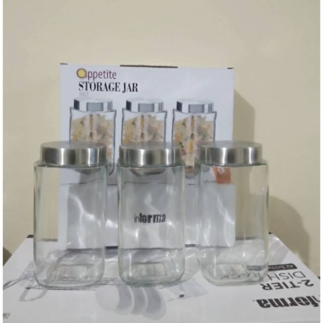 OPPETITE , STORAGE JAR SET 3 PCS 1,1 L .