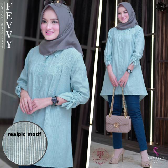 Baju Atasan Wanita Muslim Fevvy Tunik  Lts By Shofiya