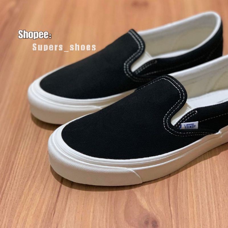 SEPATU VANS SLIPON OG BLACK WHITE - VANS SLIPON OG HITAM PUTIH PRIA WANITA | #BRANDSALE !! SOBWOG-3