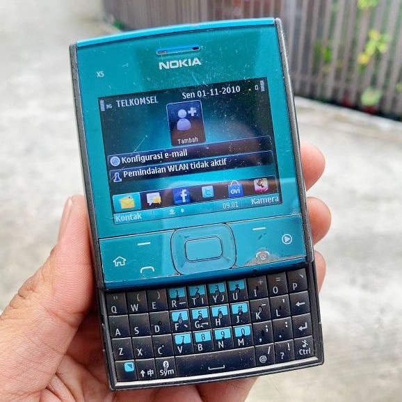 NOKIA X5 BIRU NORMAL HP JADUL SECOND ORIGINAL KLASIK SLIDE KAMERA MUSIK HANDPHONE NOSTALGIA