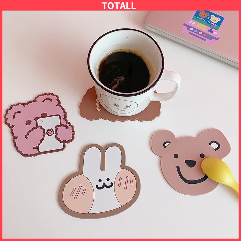 [✅READY STOCK] Cute Cup Coaster Smiley Cloud Avocado Kartun Tatakan Meja Non-slip Alas Silikon Tahan Panas  Penjualan Panas Mode