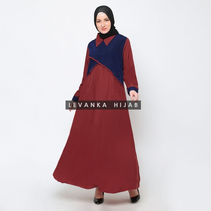 Gamis Muslimah Polos Kombinasi bahan Moscrepe kode GAu