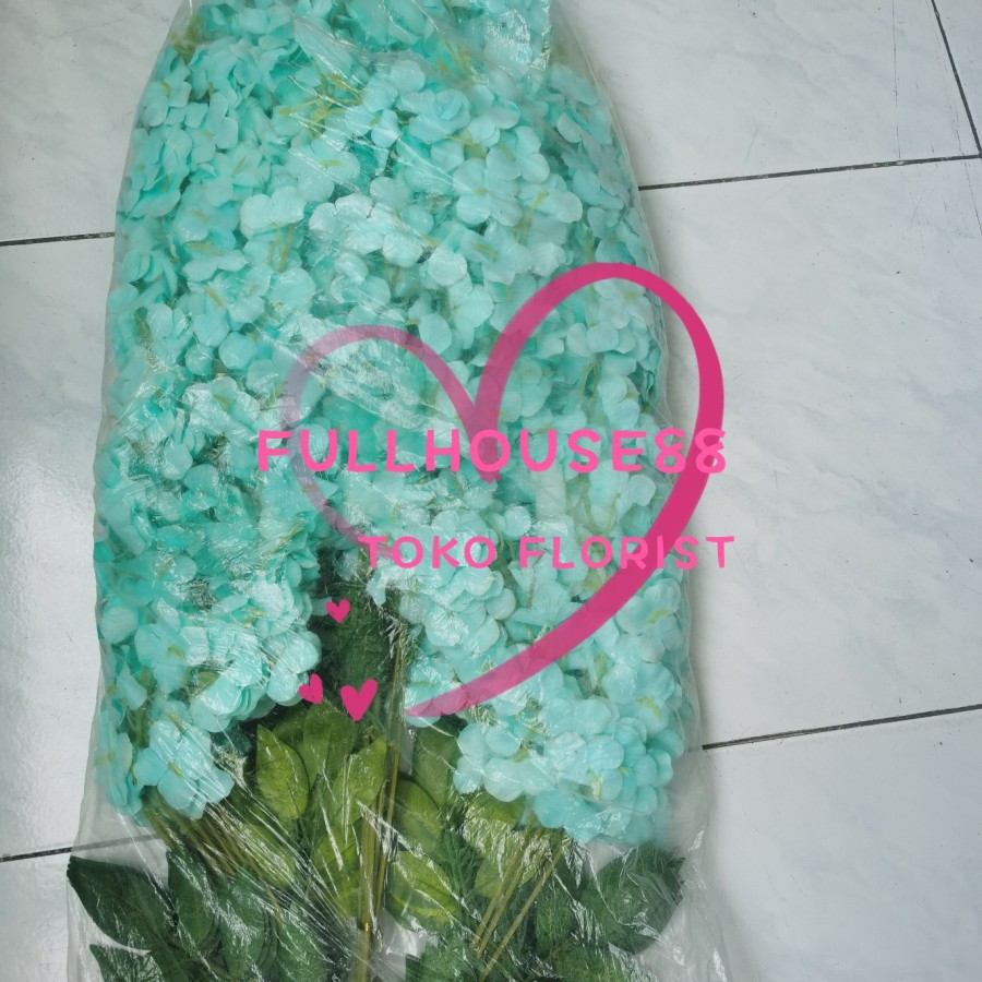 Daun Wisteria jumbo hijau biru/bunga wisteria/juntai bunga rambat