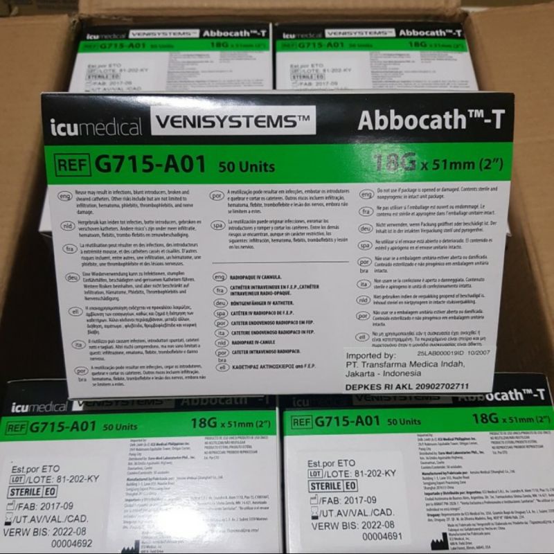 Abocath Abbot isi 50 Pcs No 14 16 18 20 22 24 26 Abbocath Venisystems Abocat