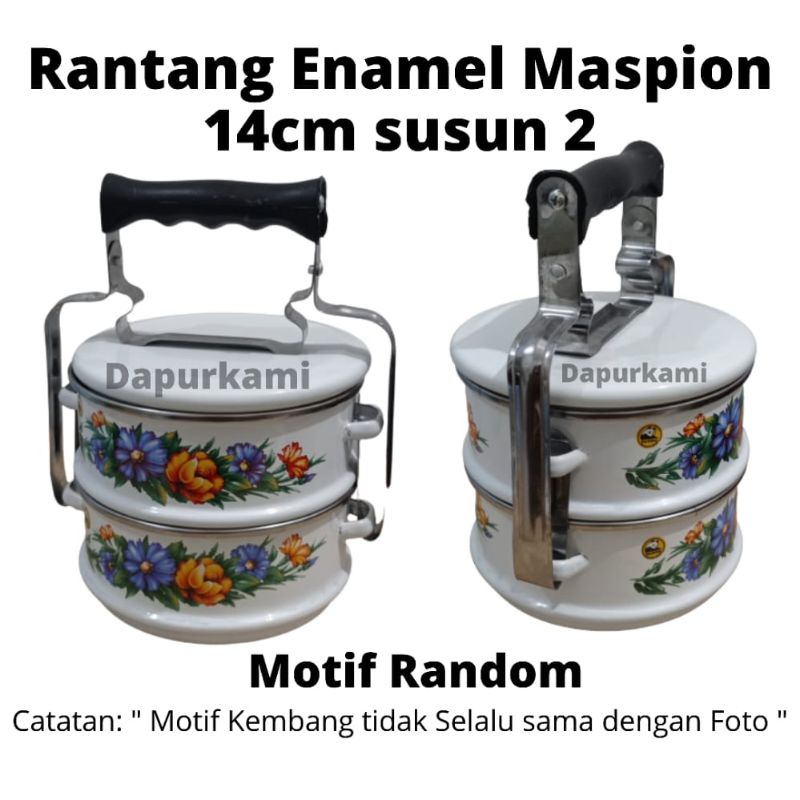 Rantang Enamel • Rantang Enamel 14cm Susun 2 Maspion Ori