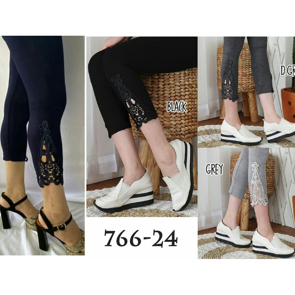 legging 7per8 renda leging 7081 renda celana pendek 7/8 all size bahan spandex import original impor