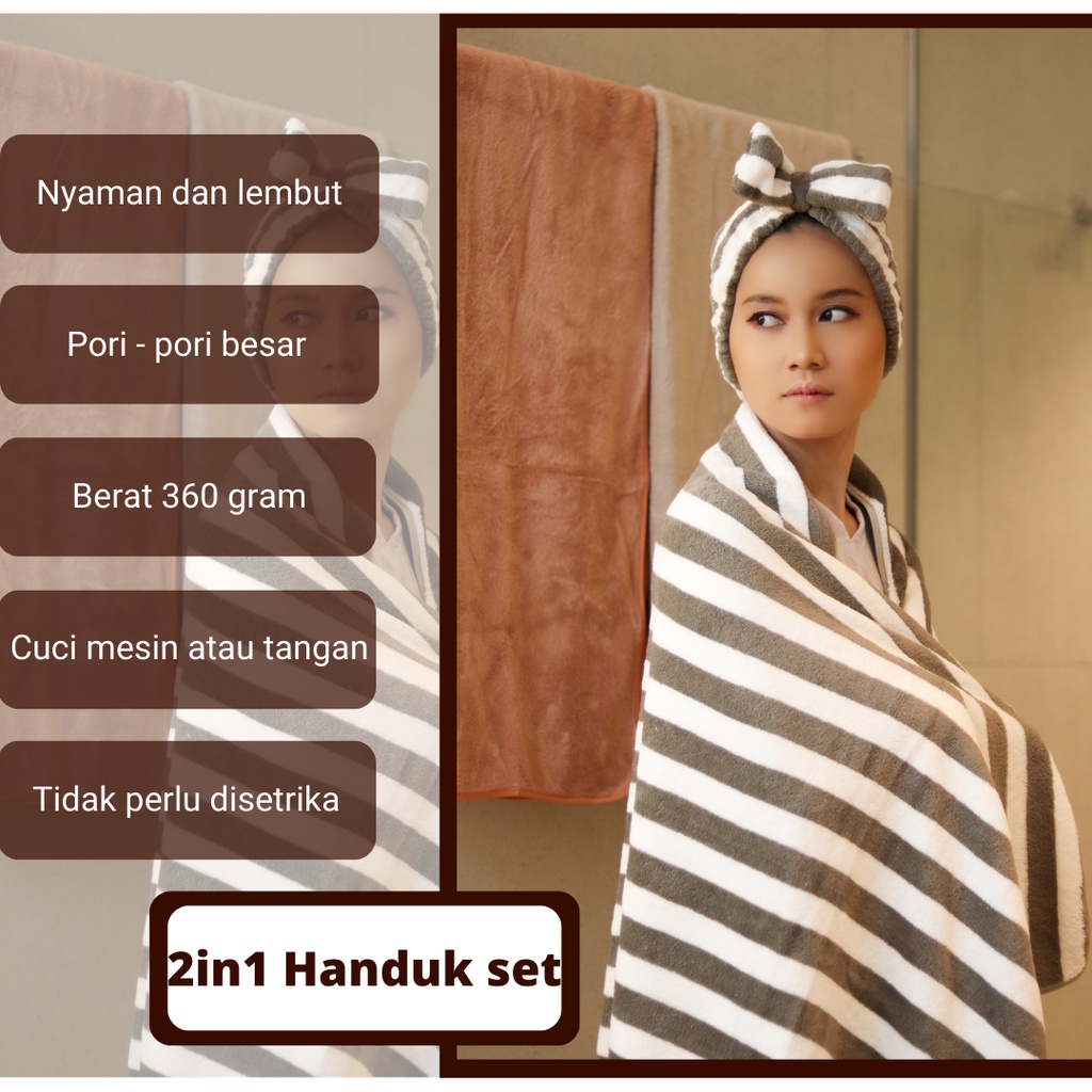 Handuk Couple Handuk Souvenir Handuk &amp; Handuk Keramas Handuk Set 2in1