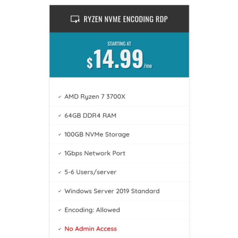 Encoding RDP /Windows RDP/Ryzen RDP