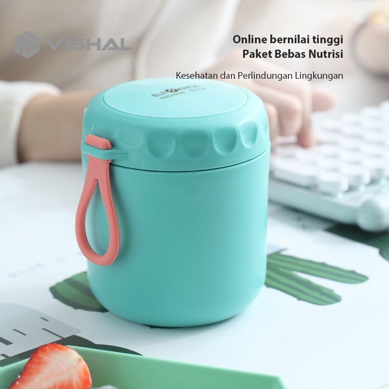 VISHAL Gelas Soup &amp; Ice Multifungsi + Sendok Anti Tumpah - BPA Free Anti Tumpah Sup Portable Cup VS-78