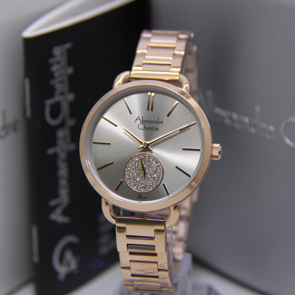 ALEXANDRE CHRISTIE 2907 ROSEGOLD GREY WANITA ORIGINAL AC2907 AC 2907 JAM TANGAN CEWEK ARLOJI CEWEK