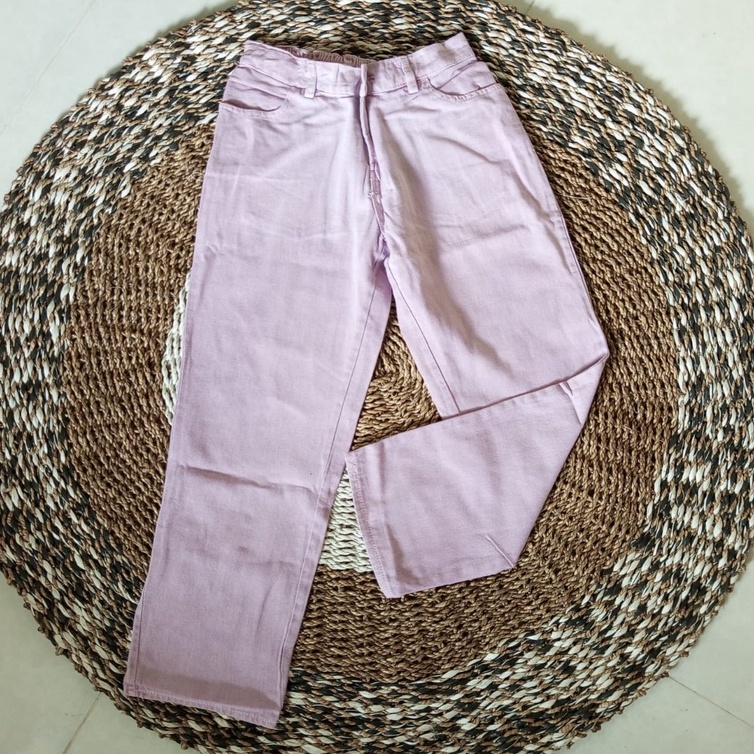 BAGGY JEANS PASTEL//CELANA KULOT JEANS WANITA POLOS PASTEL