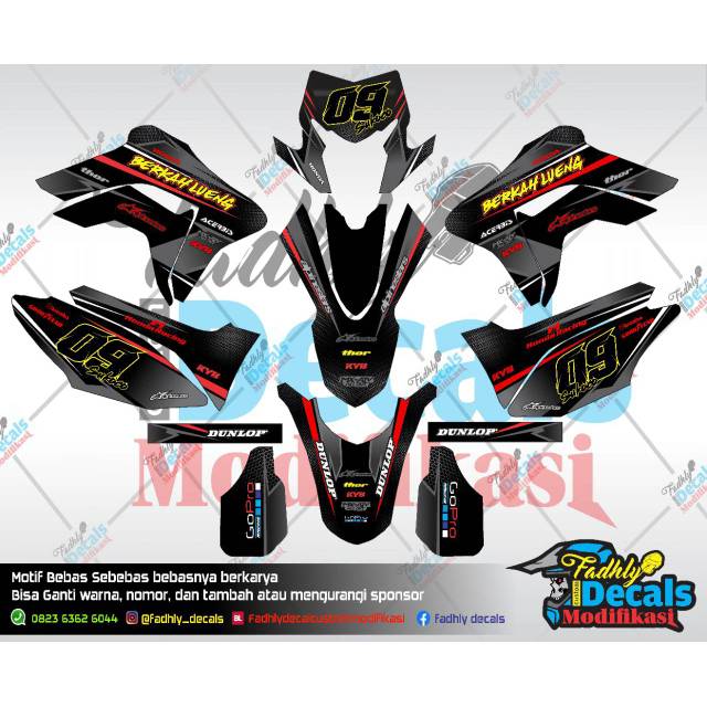 Decal CRF hitam grey merah