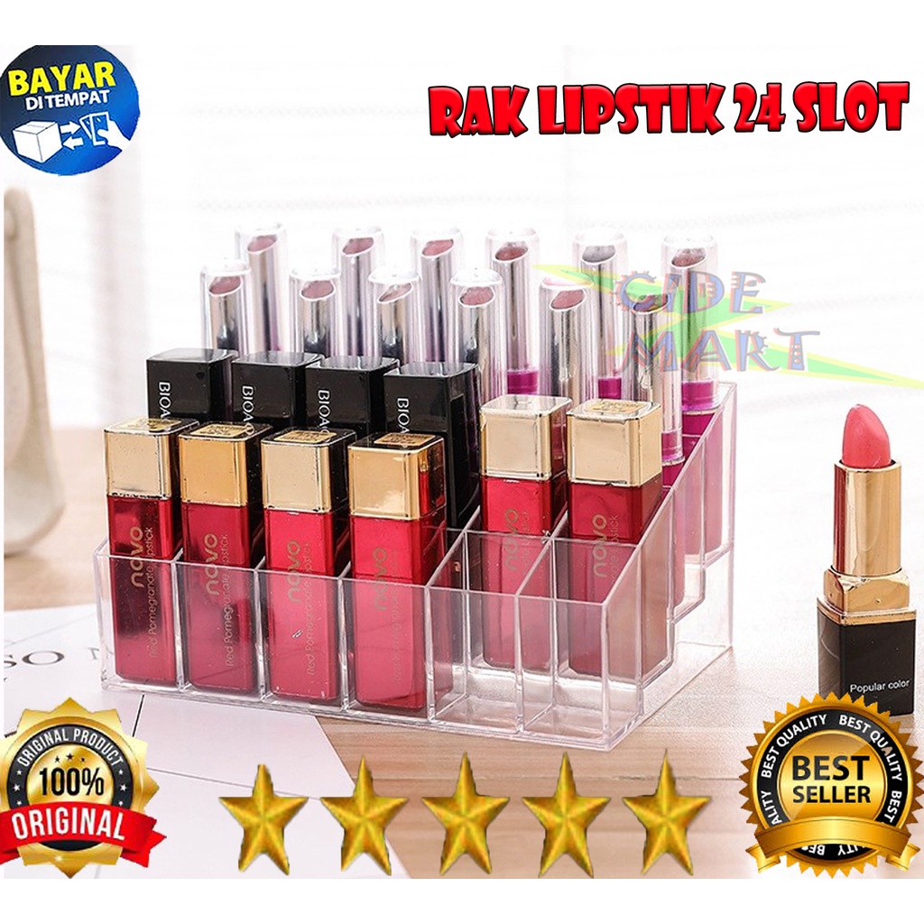 Rak Lipstik 24 slot / Tempat Penyimpanan Lipstick / Make Up Organizer / Rak Kosmetik Lipstik Acrylic 24slot