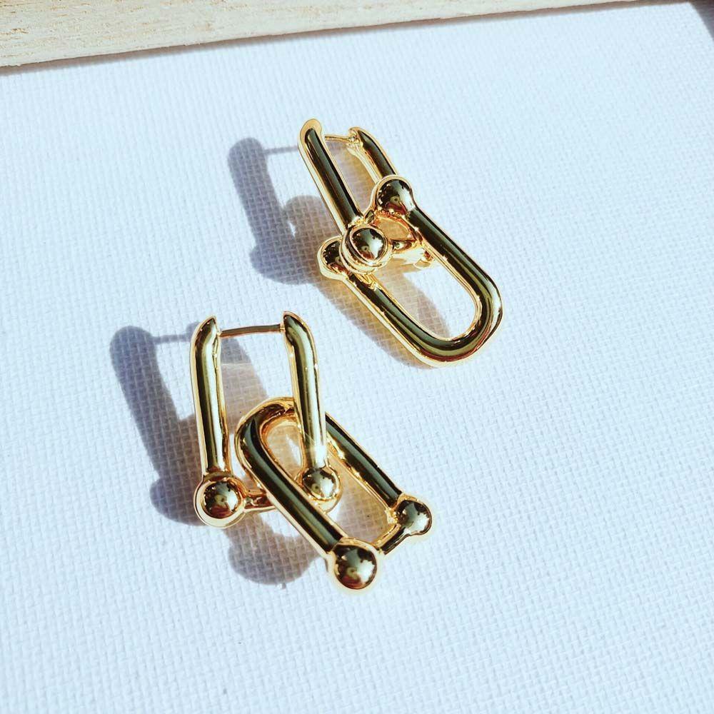 Needway  Drop Earrings Pesta Punk Dilepas Bentuk U Bahan Alloy Lock Perhiasan