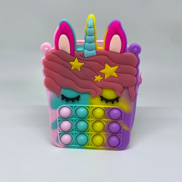 Pop It Unicorn Wallet Cross Mini Bag Tas Pop It Mini Dompet Anak Rainbow
