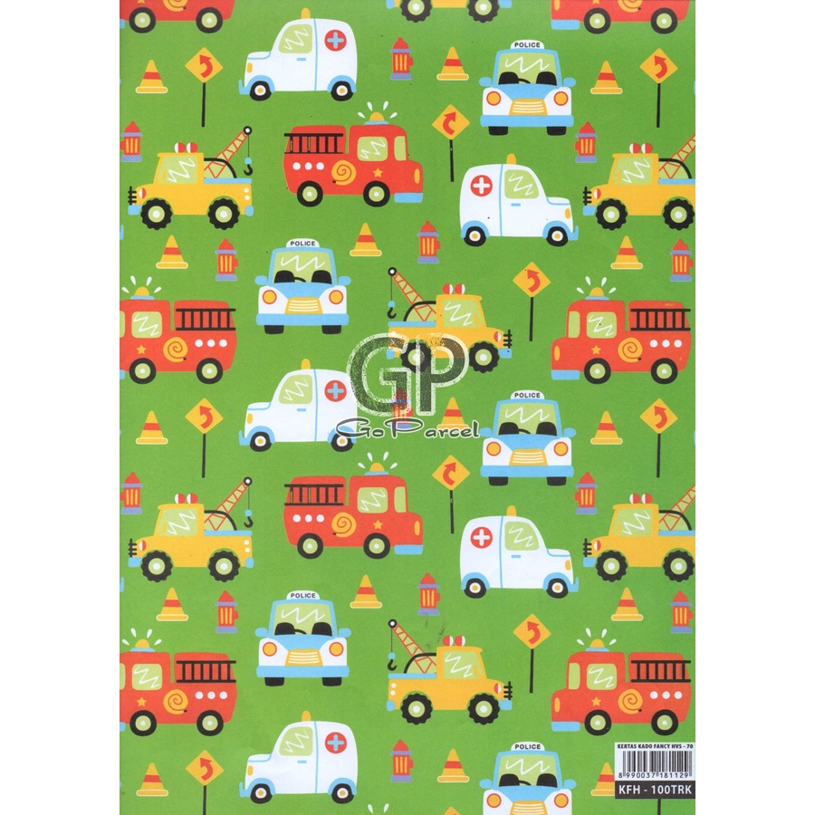 ( 5 Lembar ) KERTAS KADO SQ DOFF - GIFT WRAPPING PAPER CARS / TRUCK / TRACTOR / RACING CAR / FERARRI