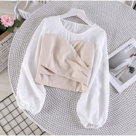 KIORA BLOUSE CREAM - ATASAN WANITA - BLOUSE