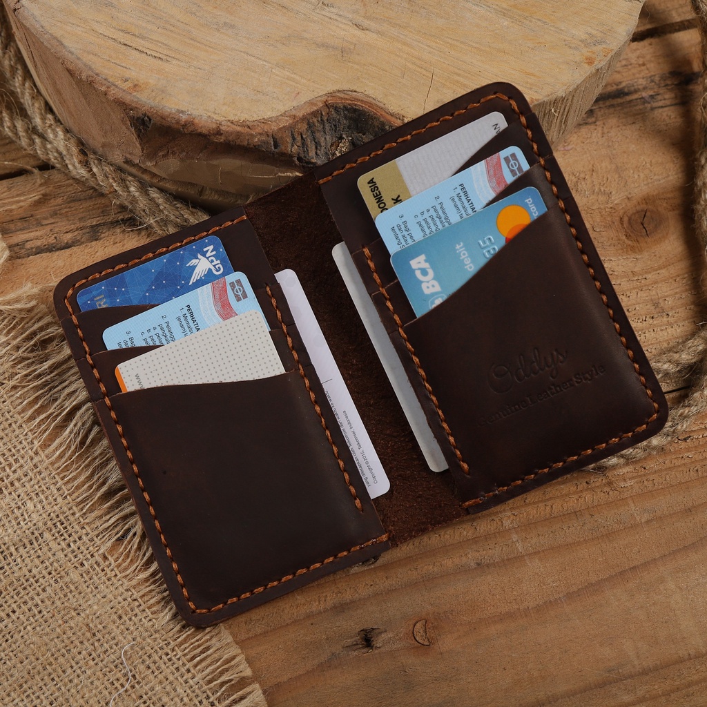 Dompet Pria Kulit Asli Original - Tombstone Vertical Wallet Dark Brown Version