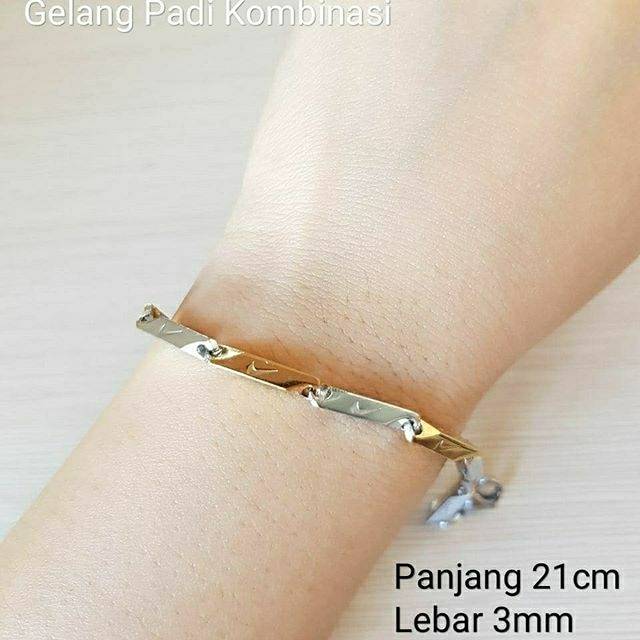 Gelang padi fashion pria wanita titanium antikarat