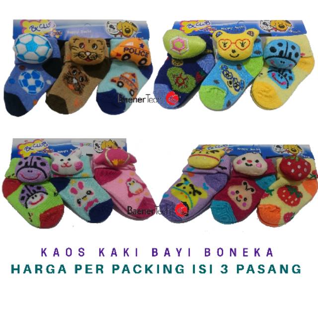 Kaos Kaki Bayi Boneka isi 3 Pasang 0-9 Bulan