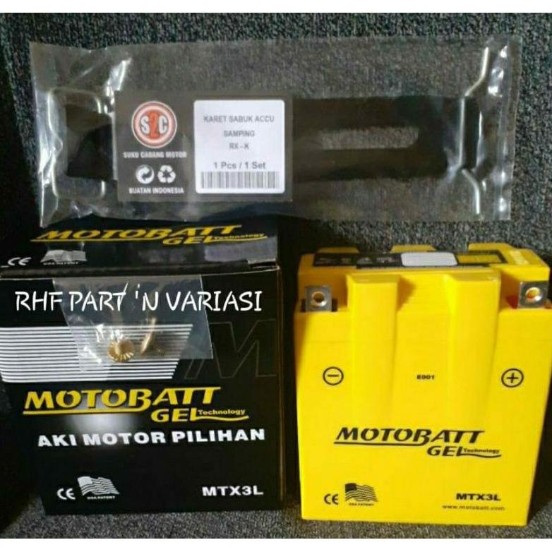 AKI RX KING BATERAI RX KING SATRIA NINJA MOTOBATT MTX3L KERING FREE KARET SABUK