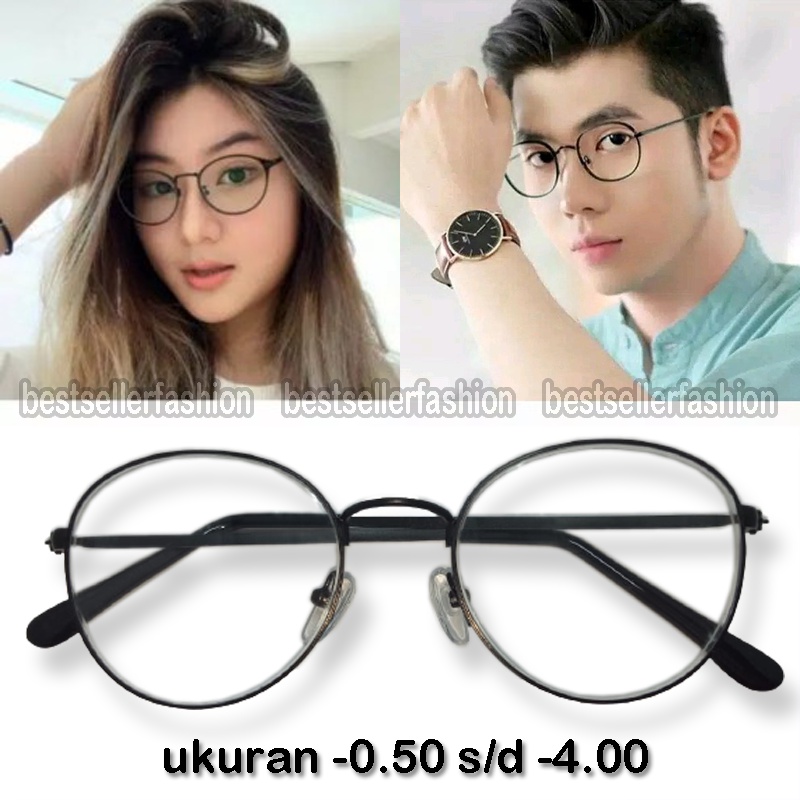 Kacamata Baca Minus (-) Frame OVAL Besi Fashion Wanita Pria  Uk -0.50 s/d -4.00 Kacamata Baca Rabun Jauh Kacamata Minus Kaca mata Baca Lensa Minus Kacamata Murah Reading glasses kacamata mines